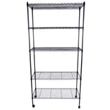 ZUN 5-Layer Plastic Coated Iron Shelf with 1.5" Nylon Wheels 165*90*35 Black 76488295