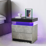 Nightstand LED Bedside Table Cabinet Lights Modern End Side with 2 Drawers for Bedroom W2178138727