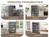 5-Tier Rolling Microwave Stand Flip Dust-Proof Doors 4 Casters with Brakes Kitchen Storage Rack Gray 84776425