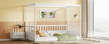 Twin Size Canopy Bed Frame with Guardrails for Kids,Floor Bed Twin with Four Poster Design,Kids W1858P252838