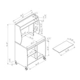 Microwave cart computer cart utility cart with hutch shelves spice rack mobile on locking castors B107P306191