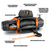 ZESUPER 12V 13500 lb Load Capacity Winch Synthetic Rope Hook Winch Kit Waterproof IP66 W121863300