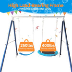 ZUN Kids Metal Swing Set for Backyard Outdoor Playground Two Functional Swing Set For Kids Outdoor W1262P168481