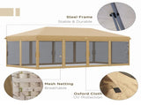 Pop Up Canopy Party Tent with Netting 10' x 20' Beige -AS 66157208