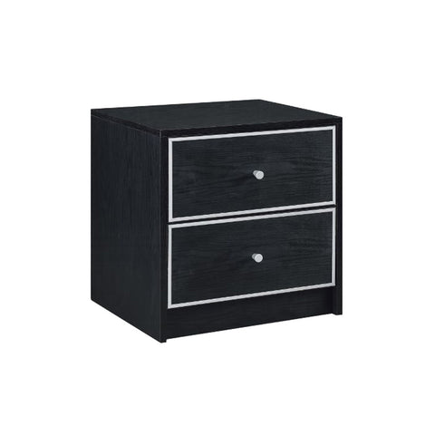 ZUN 2 Storage Drawers Nightstand, Black and Silver B016P256520