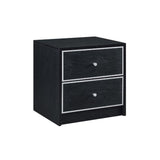 2 Storage Drawers Nightstand, Black and Silver B016P256520