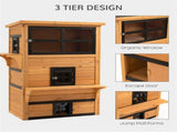 Yellow and Black Wooden Outdoor Cat House, 3-Tier Multi-Level Layout with 5 Convenient Access Doors 98099877