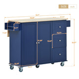 Rolling Mobile Kitchen Island with Drop Leaf - Solid Wood Top, Locking Wheels & Storage Cabinet 52.7 WF287035AAN