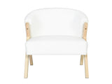Modern Accent Chair with White Upholstery and Solid Wood Frame, Minimalist Lounge Chair for Living N767P203866W