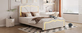 ZUN Twin Size Upholstered Platform Bed with Curve Shaped and Height-adjustbale Headboard,LED Light WF323748AAK