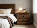 Farmhouse Nightstand with 2 Storage Drawers, Vintage Wooden Bedside Table with Non-Slip Foot Pads, 15894813