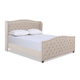 Marcella Upholstered Shelter Headboard Bed Set, King, Sky Neutral Beige Polyester B2719P238225