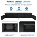 ON-TREND Unique Design TV Stand with 2 Glass Shelves, Ample Storage Space Media Console for TVs Up WF314584AAB
