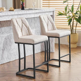 Set of 2,Modern Upholstered Bar Stool with Button-Tufted Backrest, Counter Height Chair with Sturdy W1901P225271