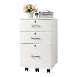 ZUN FCH White Wood Grain Density Board Three Drawers Wooden Filing Cabinet 46332737