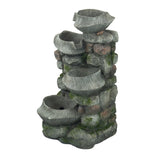 19x15x31.5" Indoor Outdoor Stone Water, 4-Tier Polyresin Cascading Rock Bowl Freestanding W2078124491