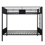ZUN Full-over-full bunk bed modern style steel frame bunk bed with safety rail, built-in ladder for 26526219