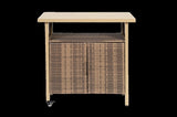 Outdoor Wicker Bar Cart, Patio Wine Serving Cart w/Wheels , Rolling Rattan Beverage Bar Counter W640P253282