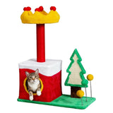 29.5in Christmas Themed Plush Cat Tree, Multi-level Cat Tower with Cat Condo, Top Crown Perch, Sisal 29552567