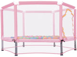 55'' Toddlers Trampoline with Safety Enclosure Net and Balls, Indoor Outdoor Mini Trampoline for 33415175