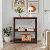 Console Table 3-Tier with Storage Shelves,Open Bookshelf Bookcase with Solid Wood Legs for Hallway, 95162879