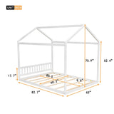 Queen Size Wooden House Bed with Headboard,White WF296086AAK