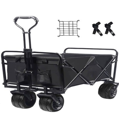 ZUN Collapsible Heavy Duty Beach Wagon Cart Outdoor Folding Utility Camping Garden Beach Cart with 15665603