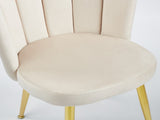 Modern OFF WHITE dining chair with iron tube golden color legs, velvet and comfortable W234P256809