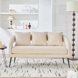 53.7"Modern Upholstered Velvet Open Back Loveseat Settee with 3 Pillows, Small Comfy Sofa 2-Seater W3118P312817