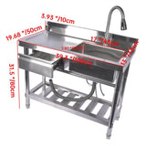 Stainless Steel Kitchen Sink Commercial Freestanding Utility Sink with Drawer and Pull-Out Faucet 58089509