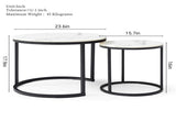 Set 2 Coffee Table Nesting White and gray top Black Frame Circular Round and Marble Pattern Wooden 68840643