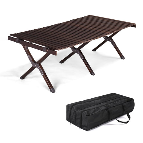 ZUN 120*60*40cm Wooden Camping Roll Table 72167913