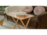5-Piece Rubberwood Folding TV Tray Table Set of 4 with Storage Rack, Natural 31394747