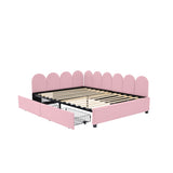 Full Size Upholstered Daybed with 2 Drawers,Velvet Sofabed with Soft Fabric Headboard, No Box-spring N733P194901H