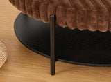 30.9"Wide Upholstered Round Ottoman Coffee Table Foot Rest with Black Metal Legs, Footstool with W3098P296973