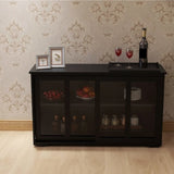 Kitchen Storage Stand Cupboard With Glass Door-Black W28215277