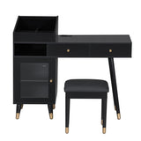 Modern Makeup Vanity Desk Drawers, Cabinet & Charging Port, Space-saving Dressing Table Set N844P285187B