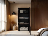 Armoire, 3 Doors, 3 Shelves, Walnut / Black Wengue B097P369450