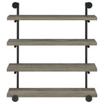 ZUN Black and Grey Driftwood 4-tier Wall Shelf B062P149095