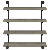 ZUN Black and Grey Driftwood 4-tier Wall Shelf B062P149095