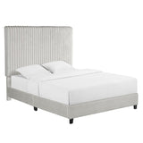 Queen Size Minky Stone Upholstered Platform Bed B108P160254