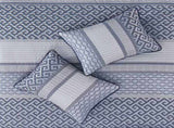 4 Piece Jacquard Quilt Set with Throw Pillow Navy Full/Queen B03597587