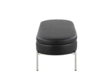 Contemporary Bench in Chrome Metal and Black Faux Leather B202P223833