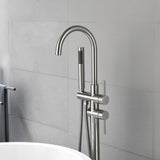 Mount Bathtub Faucet Freestanding Tub Filler Brushed Nickel Standing High Flow Shower Faucets with 20416546