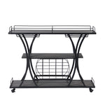 ZUN Industrial Bar Cart Kitchen Bar&Serving Cart for Home with Wheels 3 -Tier Storage Shelves W82151001