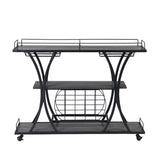 ZUN Industrial Bar Cart Kitchen Bar&Serving Cart for Home with Wheels 3 -Tier Storage Shelves W82151001