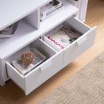 ZUN Modern TV Stand with Two Shelves and Two Drawers - White B107131410