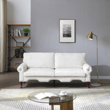 80-Inch Modern Linen 3 seat Sofa with Wooden Legs & Crystal button and Copper Nail, Tufted Backrest, W1117P268790