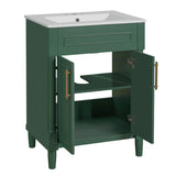 24" Vanity with Integrated Ceramic Sink, Cabinet with 2 Doors, Single Sink N710P277711F