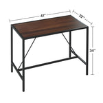 ZUN Riley Indoor Walnut Metal Pub Dining Table with Metal Frame B02746799